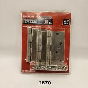 EVERBILT 4" SQUARE CORNER DOOR HINGES 806-813 SATIN NICKEL FINISH NIB
